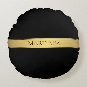 Classy Imitate Gold Streifen & Black Background od Rundes Kissen