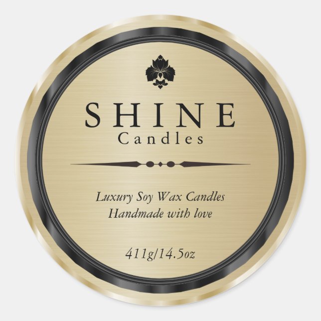 Classy Imitate Gold und Black Labels Runder Aufkleber (Vorderseite)