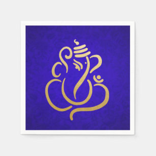 Classy Imitats Gold Foil Ganesha Indian Lila Damas Serviette