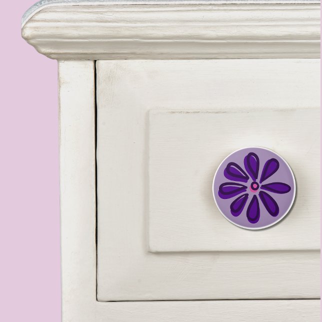 Classy Indigo Blume Doodle Keramikknauf (Classy Indigo Flower Doodle Ceramic Knob)