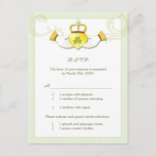 Classy Irish Wedding Menü Auswahl UAWG Einladungspostkarte
