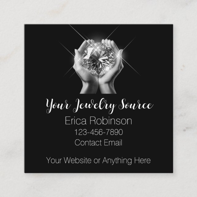 Classy Jeweler Juwelier Source Business Cards Quadratische Visitenkarte (Vorderseite)