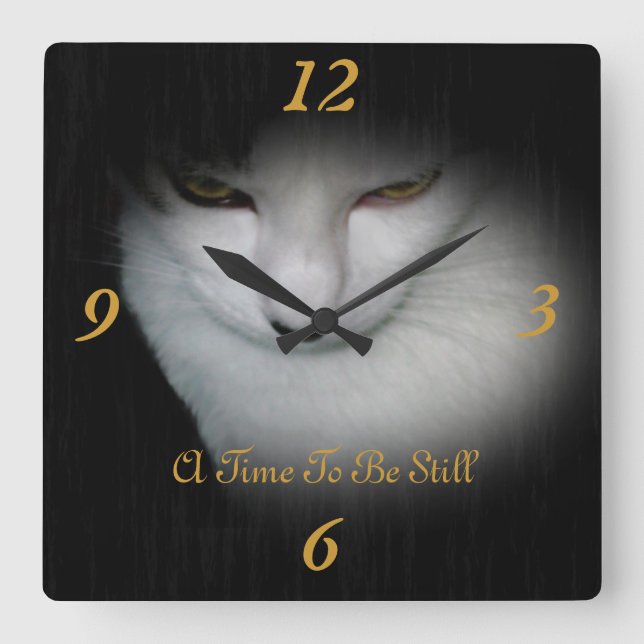 Classy Kitty Wall Clock ! Quadratische Wanduhr (Vorderseite)
