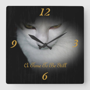 Classy Kitty Wall Clock ! Quadratische Wanduhr
