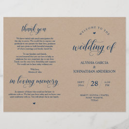 Classy Kraft Wedding Zeremony Foldable Program