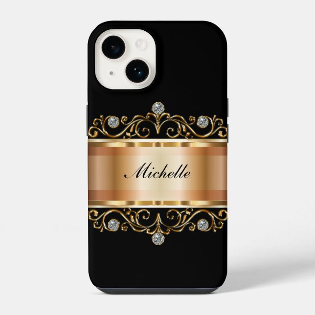Classy Ladys Monogram Bling Case-Mate iPhone Case 14 Hülle (Rückseite)