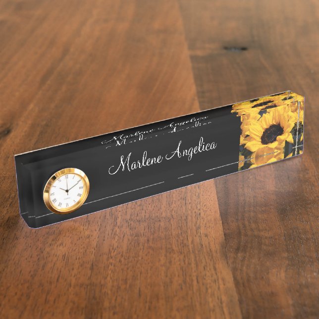 Classy Ladys Monogram Führungskraft Desk Name Tell Namensplakette (Seite)