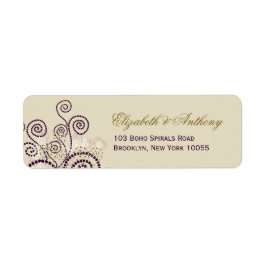 Classy Lila Boho Spirals Wedding Address Label
