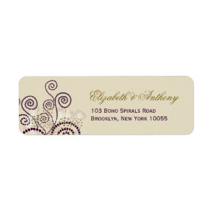 Classy Lila Boho Spirals Wedding Address Label