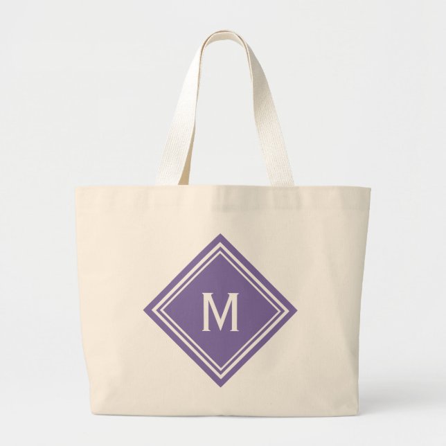 Classy Lila Diamond Monogram Jumbo Stoffbeutel (Vorne)