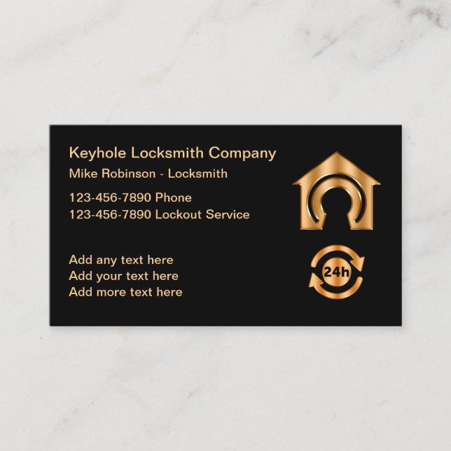 Classy Locksmith 24 Stunden Service Visitenkarte (Vorderseite)