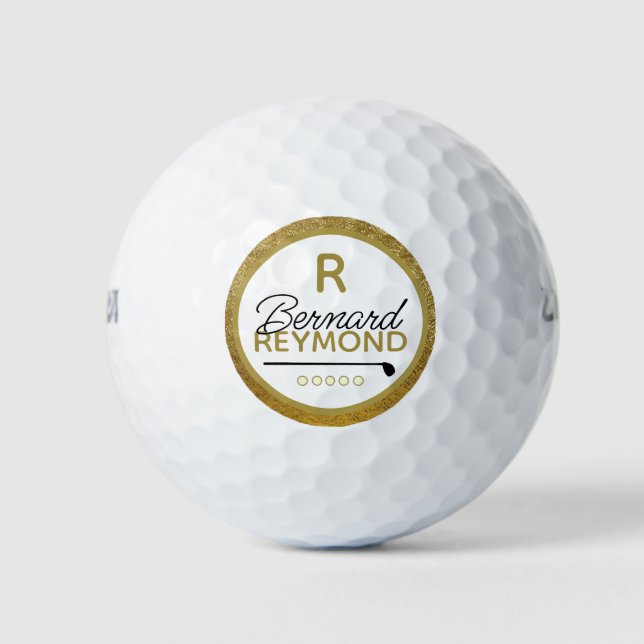 Classy Lux Golfers Gold Monogram Golfball (Vorderseite)