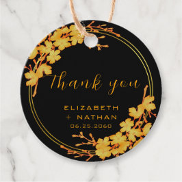 Classy Luxury Black & Gold Floral Vielen Dank Geschenkanhänger