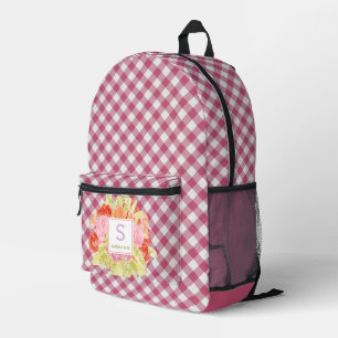 Classy Magenta Red Pink Gingham Karo Pattern Bedruckter Rucksack