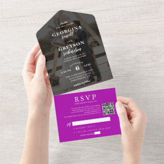Classy Magenta UAWG QR Code Hochzeit All In One Einladung