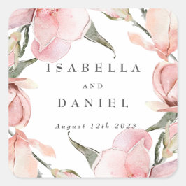 Classy Magnolia Custom Wedding Quadratischer Aufkleber