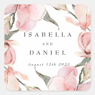 Classy Magnolia Custom Wedding Quadratischer Aufkleber