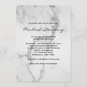 Classy Marble Bar Mitzvah Invitation