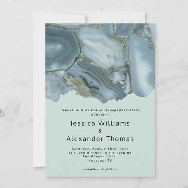 Classy Marble Engagement Partei Einladung (Vorderseite)