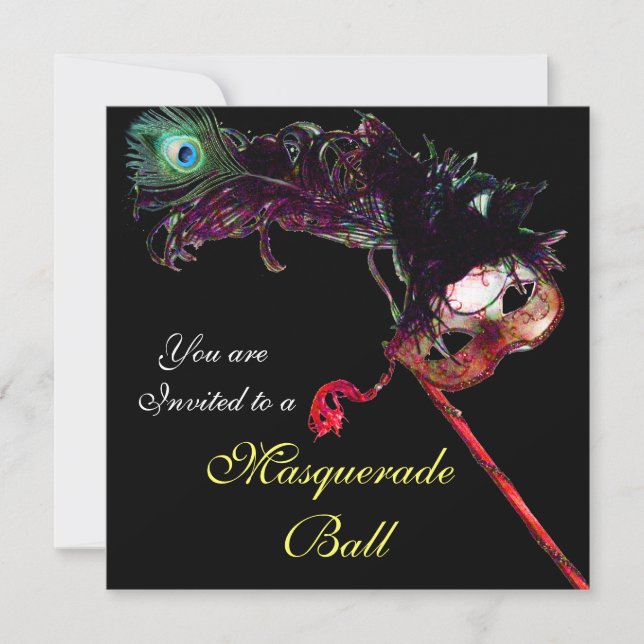 CLASSY MARDI GRAS MASQUERADE BALL MASK, schwarz Einladung (Vorderseite)