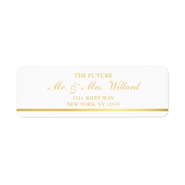Classy Mariage Adresse de retour Étiquettes Gold F (Devant)