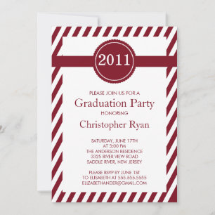 Classy Maroon Stripes Invitation À La Diplôme