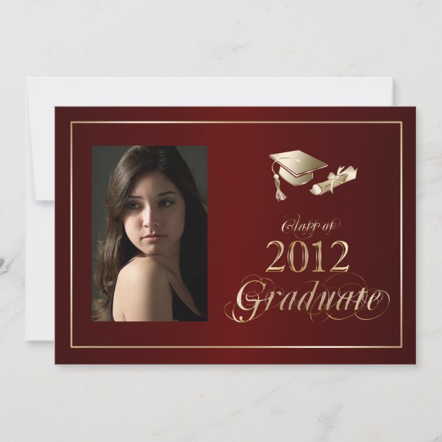 Classy Maroon und Gold 2012 Graduate Foto Einladun Einladung (Vorderseite)