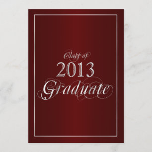 Classy Maroon und Silver 2013 Graduate Invitation Einladung