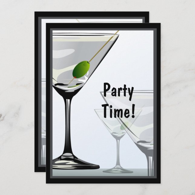 Classy Martini Cocktails Invitation (Devant / Derrière)