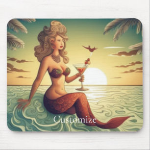 Classy Martini Mermaid Thunder_Cove Mousepad