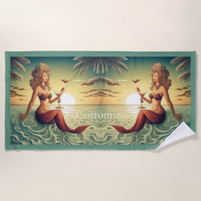 Classy Martini Mermaid Thunder_Cove Strandtuch (Vorderseite)