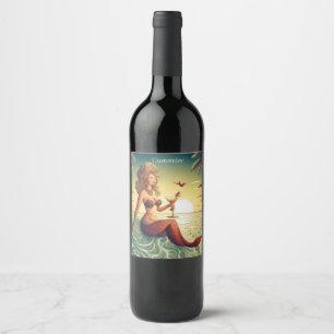 Classy Martini Mermaid Thunder_Cove Weinetikett
