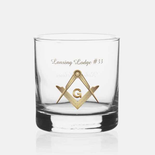Classy Masonic Mit Monogramm Whiskyglas (Vorderseite)