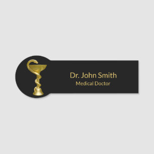Classy Medical Bowl Hygieia Snake Gold Caduceus Namensschild
