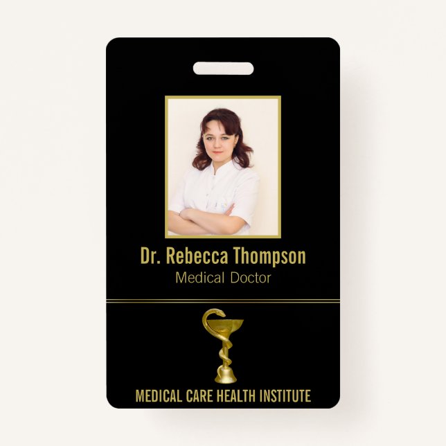 Classy Medical Bowl Snake Hygieia Gold Foto ID Ausweis (Vorderseite)