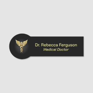 Classy Medical Gold Caduceus auf schwarz Namensschild