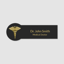 Classy Medical Gold Caduceus auf schwarz Namensschild