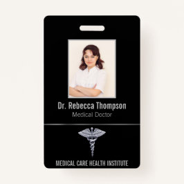 Classy Medical Silver Caduceus auf Black Foto ID Ausweis