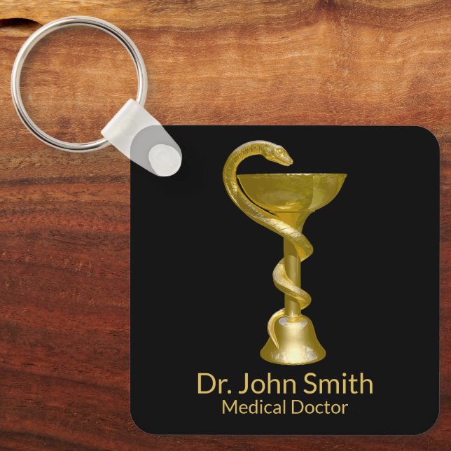 Classy Medical Snake Bowl Hygieia Gold Caduceus Schlüsselanhänger (Vorderseite)