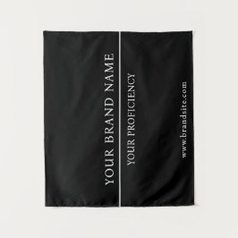 Classy Minimalist White Text Black Wall Design Wandteppich