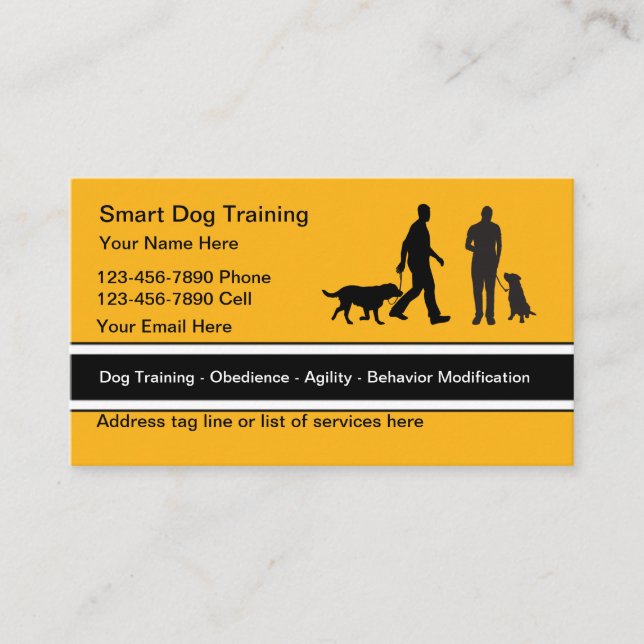 Classy Modern Dog Trainer Business Cards Visitenkarte (Vorderseite)