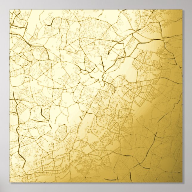 Classy & Modern Elegant Gift Map Birmingham, UK Foliendrucke (Vorderseite)