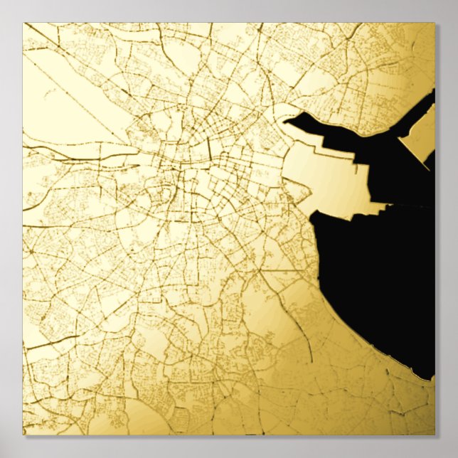 Classy Modern Elegant Gift Map Dublin, Irland Foliendrucke (Vorderseite)