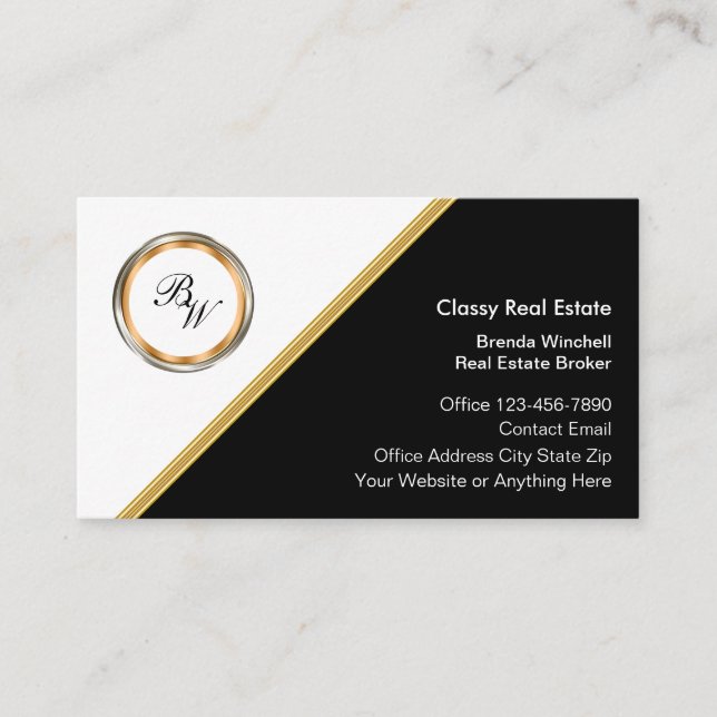Classy Monogram Courtier immobilier Cartes de visi (Devant)