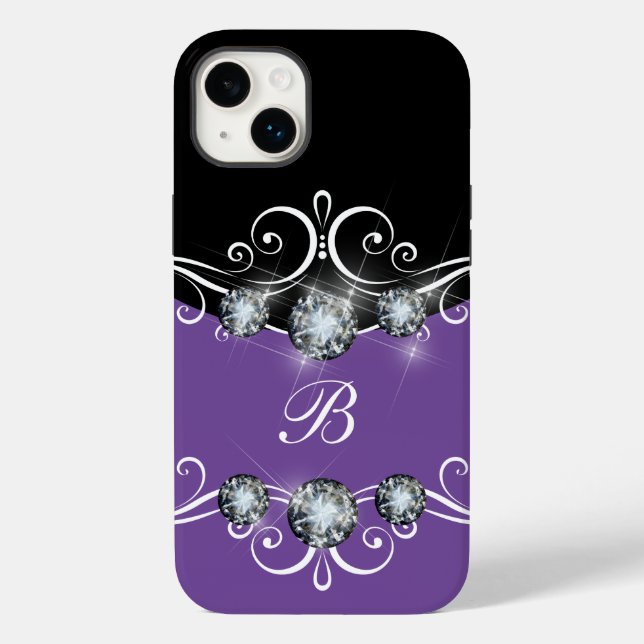 Classy Monogram Glitzy Bling Case-Mate iPhone 14 Plus Hülle (Rückseite)