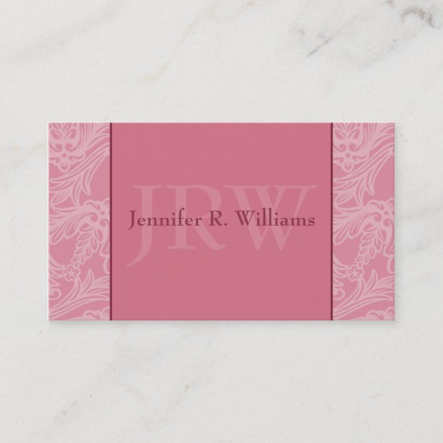 Classy Monogram Pink Business Card Visitenkarte (Vorderseite)