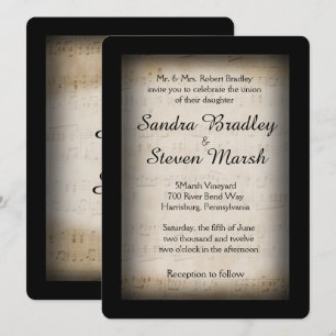 Classy Music Theme Wedding Einladung