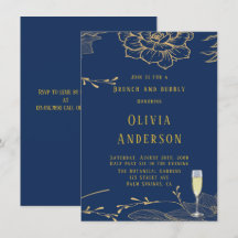 Classy Navy Blue Gold Rachel Brunch und Bubbly