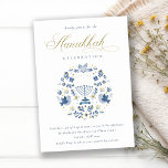 Classy Navy Blue Hanukkah Floral Party Einladung<br><div class="desc">Wenn Sie weitere Anpassungen benötigen,  schreiben Sie mir bitte an yellowfebstudio@gmail.com.</div>