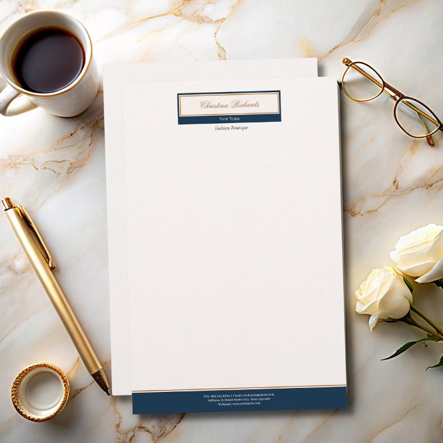 Classy Navy Blue Ivory Briefpapier (Von Creator hochgeladen)
